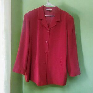 Red 100% Silk Nexx Woman Blazer Jacket 2X  Holiday Christmas 4 Button Career
